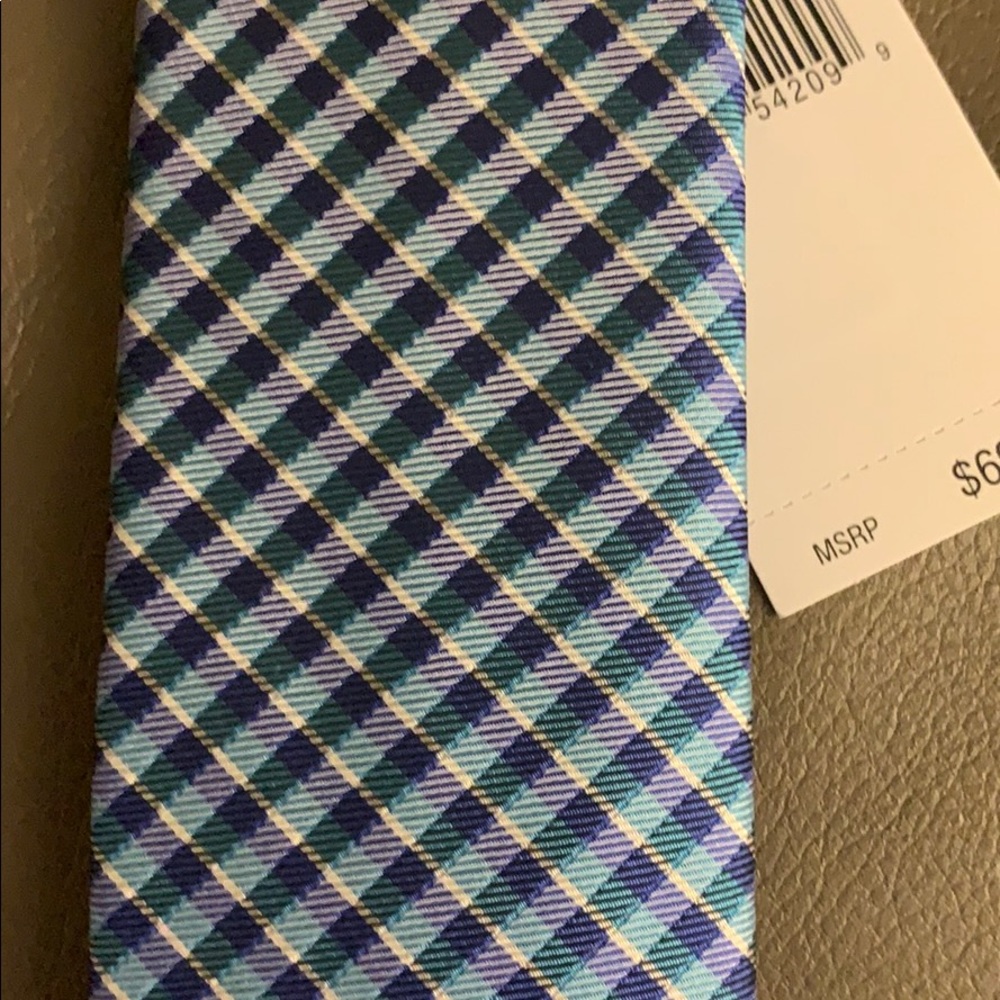 Tommy Hilfiger Men's York Slim Plaid Tie aqua - Picture 2 of 4